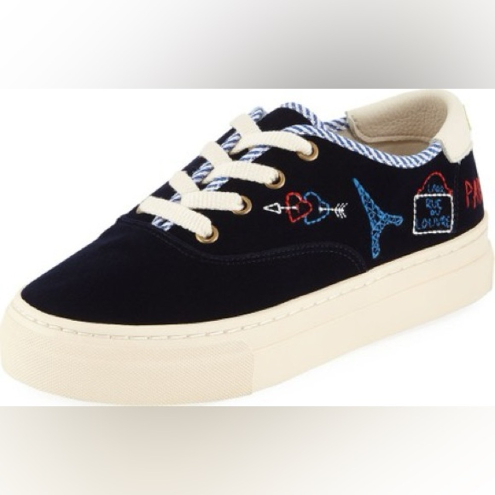 Soludos X Lockhart Sneaker Blue Velvet Embroidered Size 6.5